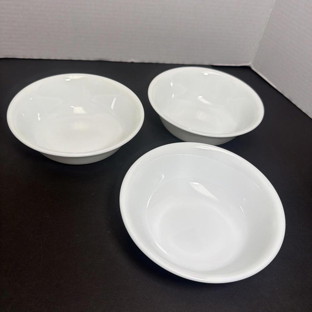 3 Corelle Vitrelle Bowls 6.25” All White